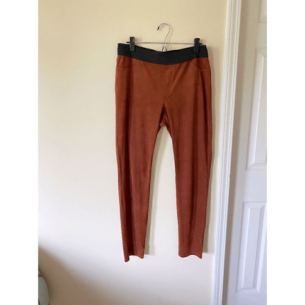 I-N-C Womens Faux Suede Casual Skinny Leggings Brown Sz 12